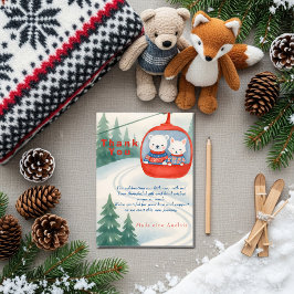 Après Bébé Ski Baby Woodland animals Thank You Einladung