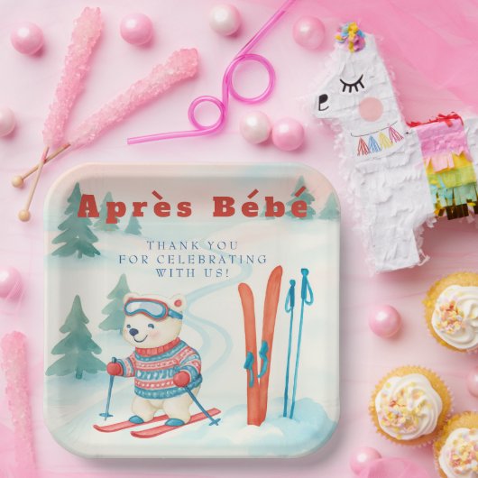 Après Bébé ski Polar Bear Pappteller (Party)