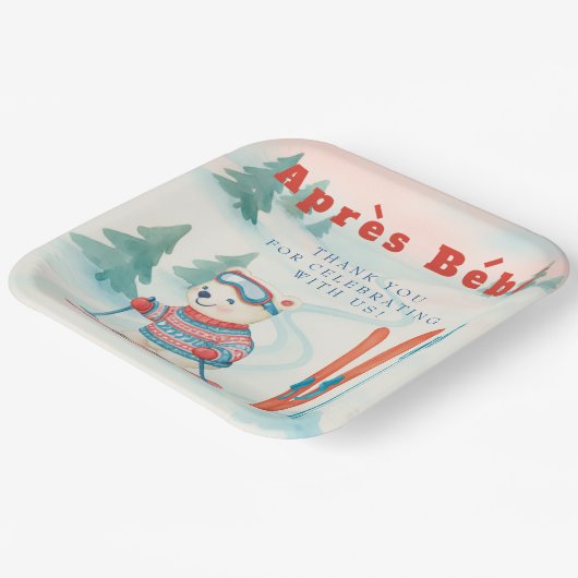 Après Bébé ski Polar Bear Pappteller (Gewinkelt)