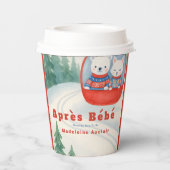 Après Bébé ski woodland animals winter baby shower Pappbecher (Rückseite)