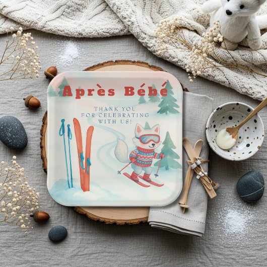 Après Bébé Skifahren Arctic Fox Pappteller