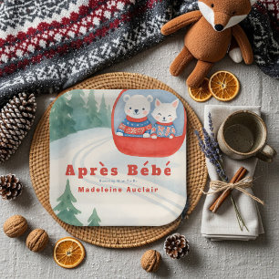Après Bébé Skilandschaft Tiere Winter Babyparty Pappteller