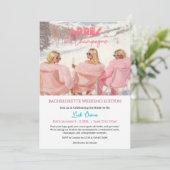 Après & Champagne Bachelorette Weekend Getaway Einladung (Stehend Vorderseite)