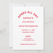 Après Ganztägiger Winter Rot 40. Geburtstag Skiwoc Einladung (Vorderseite)