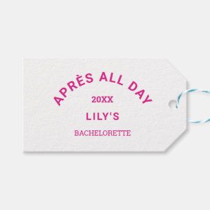 Après Ganztags Hot Pink Bachelorette Ski Wappen Geschenkanhänger