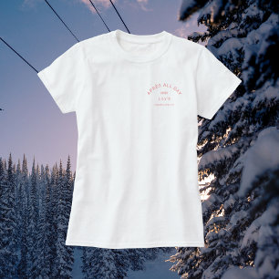 Après Ganztags Pink Bachelorette Ski Party Wappen T-Shirt