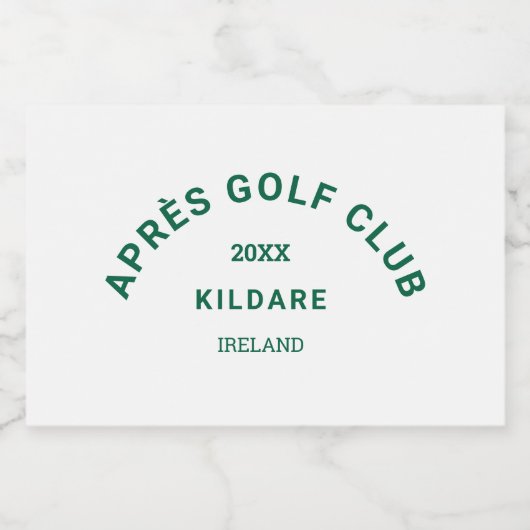 Après Golf Club Forest Green Golf Social Creme Schaumweinetikett (Einzelnes Label)