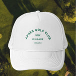 Après Golf Club Forest Green Golf Social Creme Truckerkappe<br><div class="desc">Après Golf Club,  Wald grün Social Golf Club Kamm,  Hut. Personalisieren Sie sich mit dem Jahr Ihres Golfs,  Clubname und Lage. Ideal für einen Gruppengolftrip oder für eine Après Golf Themenparty oder Bachelor / Bachelorette. Entworfen,  um unsere Après Golf Club Collection zu ergänzen.</div>