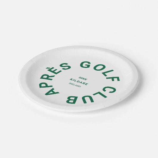 Après Golf Club Forest Green Golfers Soziales Wapp Pappteller (Schrägansicht)