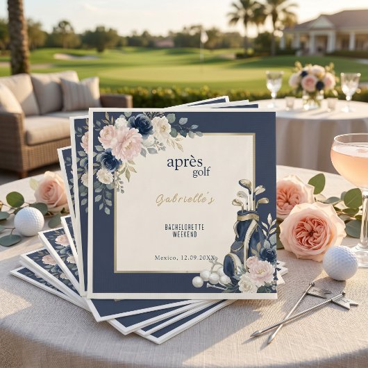 Apres Golf Elegant Königlich Blau Floral Junggesel Serviette