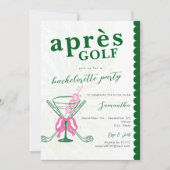 Aprés Golf Martini Coquette Bow Junggesellinnenabs Einladung (Vorderseite)