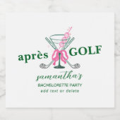 Aprés Golf Martini Coquette Schleifchen Junggesell Schaumweinetikett (Einzelnes Label)