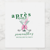 Aprés Golf Martini Coquette Schleifchen Junggesell Weinetikett (Einzelnes Label)