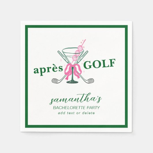 Aprés Golf Martini Schatz Junggesellinnenabschied Serviette (Vorderseite)