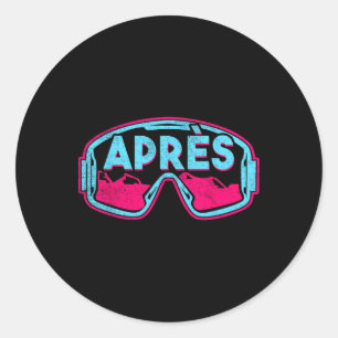 Après, Retro-Ski-Schneebrett-Vintage-80er-90er-Ski Runder Aufkleber