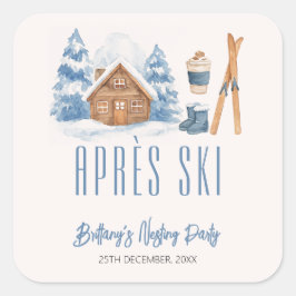 Apres Ski Baby Dusche Winter Nesting Party Quadratischer Aufkleber