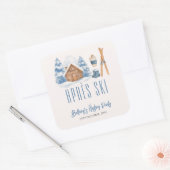 Apres Ski Baby Dusche Winter Nesting Party Quadratischer Aufkleber (Umschlag)