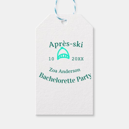 Après-ski bachelorette party turquoise hat name da geschenkanhänger (Vorderseite)