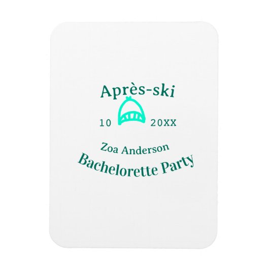Après-ski bachelorette party turquoise hat name da magnet (Vertikal)