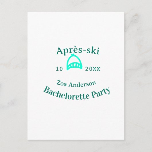 Après-ski bachelorette party turquoise hat name da postkarte (Vorderseite)