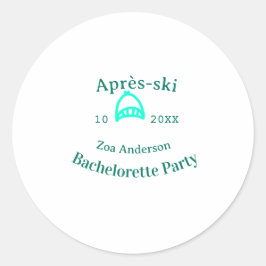 Après-ski bachelorette party turquoise hat name da runder aufkleber