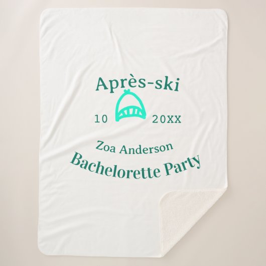 Après-ski bachelorette party turquoise hat name da sherpadecke (Vorderseite)