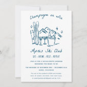 Après Ski Champagne on Ice Winter Bach Party Einladung (Vorderseite)