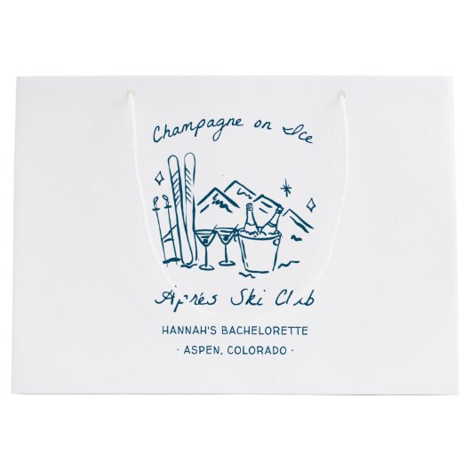 Après Ski Champagne on Ice Winter Bach Party Große Geschenktüte (Vorderseite)