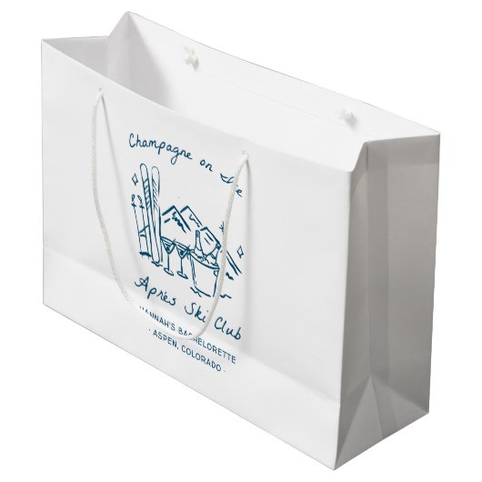 Après Ski Champagne on Ice Winter Bach Party Große Geschenktüte (Vorderseite Schrägansicht)