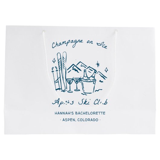 Après Ski Champagne on Ice Winter Bach Party Große Geschenktüte (Rückseite)