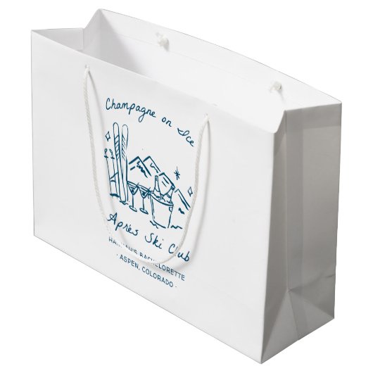 Après Ski Champagne on Ice Winter Bach Party Große Geschenktüte (Rückseite Schrägansicht)