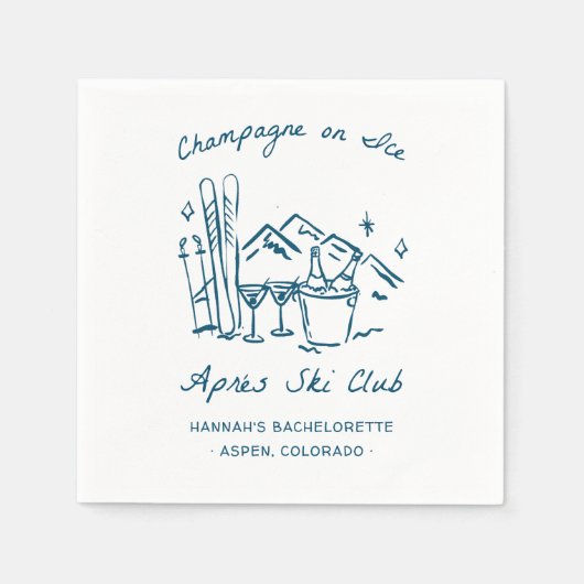 Après Ski Champagne on Ice Winter Bach Party Serviette (Vorderseite)