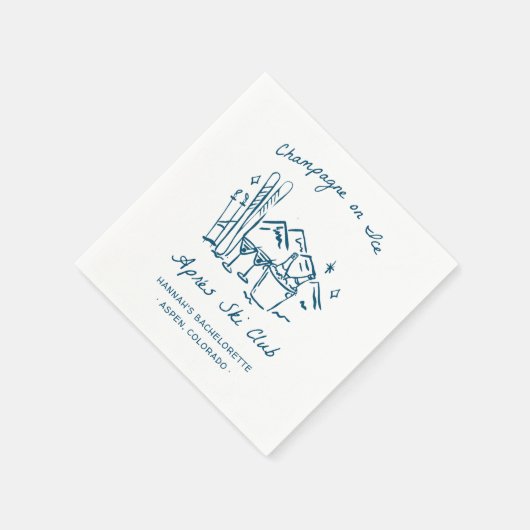 Après Ski Champagne on Ice Winter Bach Party Serviette (Ecke)