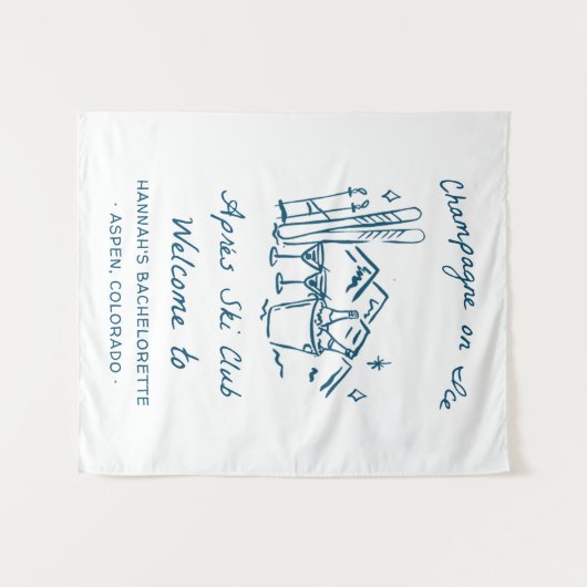 Après Ski Champagne on Ice Winter Bach Party Wandteppich (Vorderseite (Horizontal))