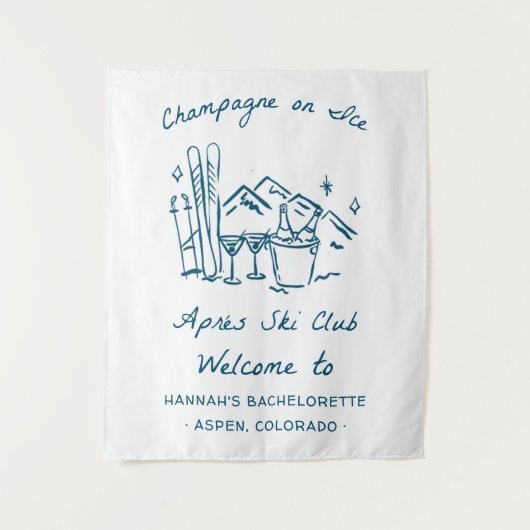 Après Ski Champagne on Ice Winter Bach Party Wandteppich (Vorderseite)