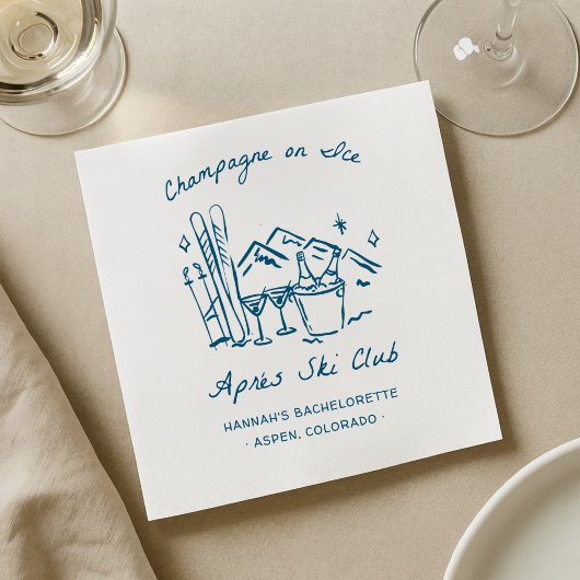 Après-Ski-Champagner auf Eis Winter-Abschiedsparty Serviette