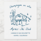 Après-Ski-Champagner auf Eis Winter Bach-Party Weinetikett (Einzelnes Label)
