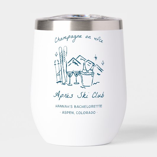 Après-Ski-Champagner auf Eis Winter-Junggesellinne (Vorderseite)