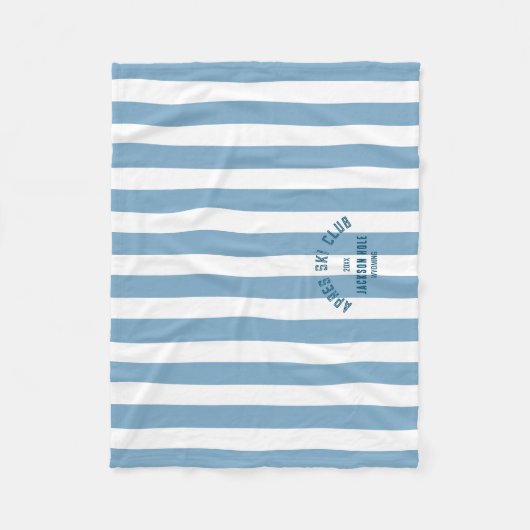 Apres Ski Club Custom Lage Retro Blauer Streifen Fleecedecke (Vorderseite)