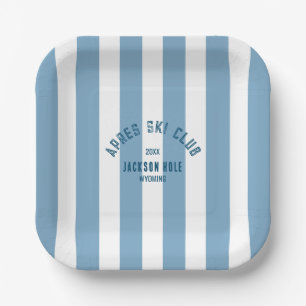 Apres Ski Club Retro Blau Cabana Streifen Ski Part Pappteller