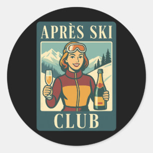 Après Ski Club Retro Skifahren Apres Ski Winterfer Runder Aufkleber