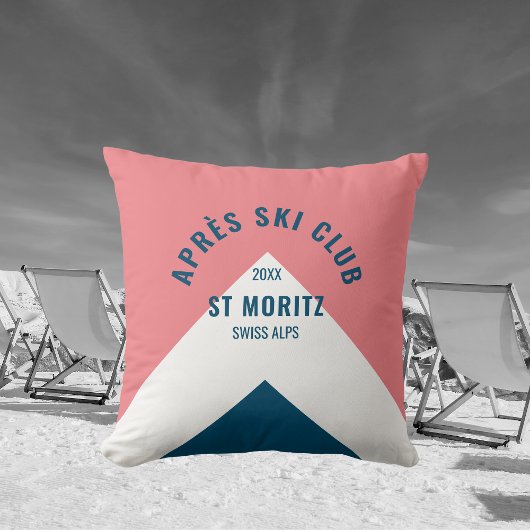 Après Ski Club Rosa Navy Retro Art Ski Deco Kissen