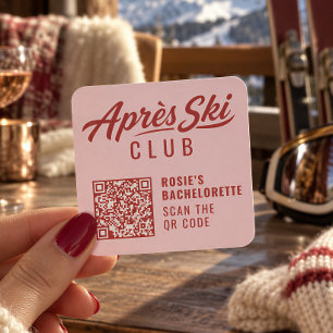 Apres Ski Club Rosa Rot Junggesellinnenabschied Quadratischer Aufkleber
