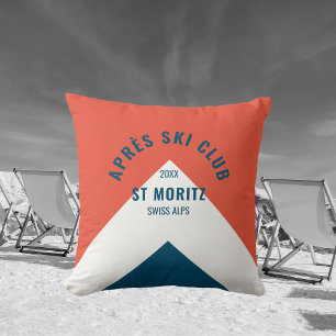 Après Ski Club Rot Navy Vintage Skidekoration Kissen