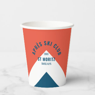 Après Ski Club Rot Navy Vintage Stil Ski Party Pappbecher