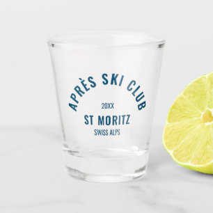 Après Ski Club Rot Navy Vintage Stil Ski Party Schnapsglas