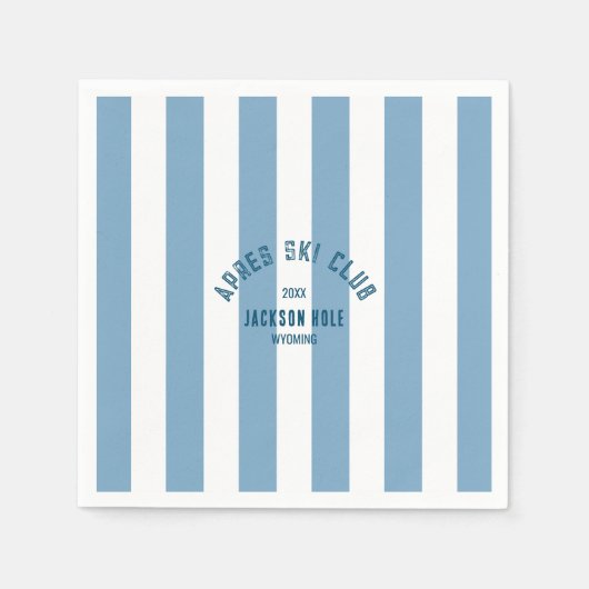 Apres Ski Club Wappen Retro Blaues Streifen Party Serviette (Vorderseite)