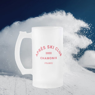 Après Ski Club Winter Red Ski Resort Wappen Mattglas Bierglas