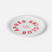 Après Ski Club Winter Red Ski Resort Wappen Pappteller (Schrägansicht)