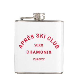 Après Ski Club Winter Red Skigebiet Wappen Flachmann